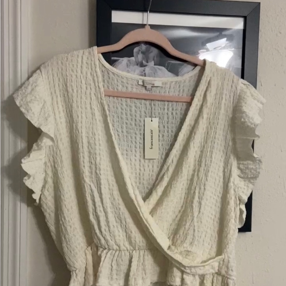 #843 Francessca Cream oversized top.